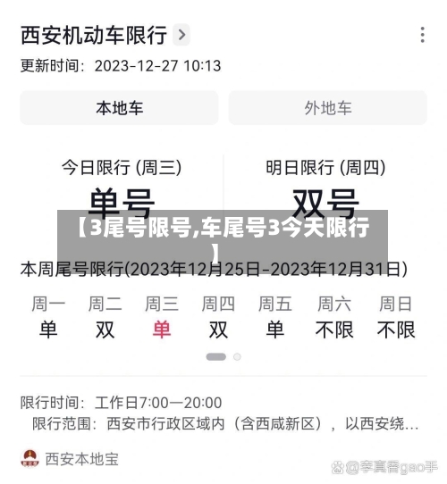 【3尾号限号,车尾号3今天限行】