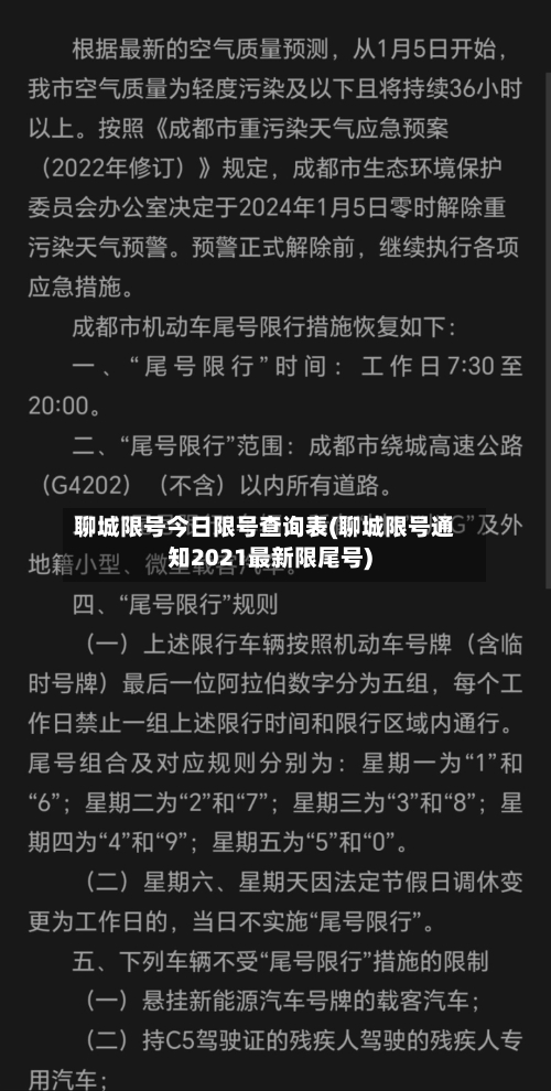 聊城限号今日限号查询表(聊城限号通知2021最新限尾号)-第3张图片